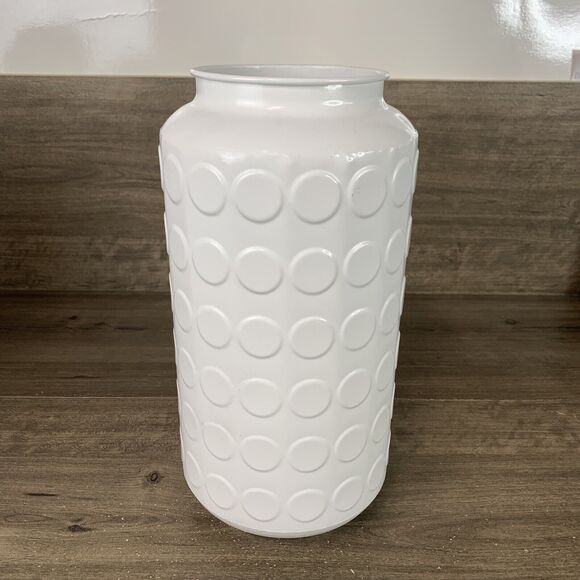 Nordstrom Rack Metal Jar Design Vase With Embossed Spotted Design, White - Picture 6 of 12